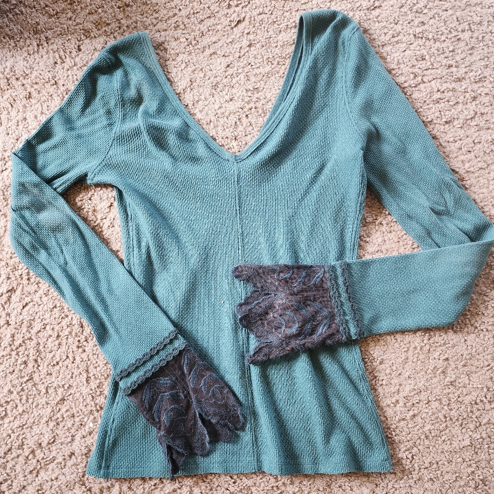 Elegant Teal V-Neck Women's Top